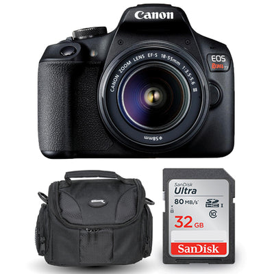 Canon EOS Rebel T7 mit 18-55 mm f/3.5-5.6 + Sandisk Ultra 32 GB und Gadget Bag