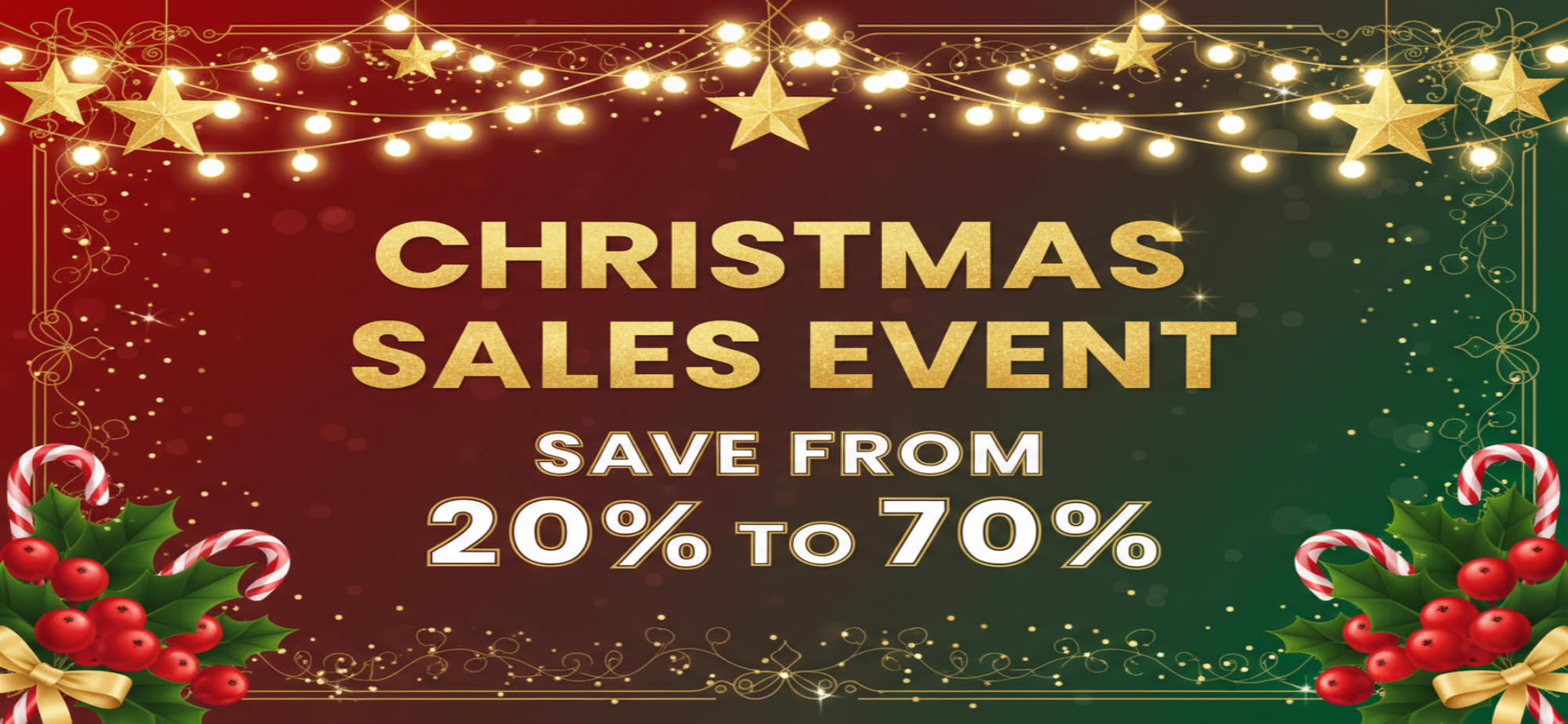 change the wording to Christmas Sales Event save from 20% to 70%