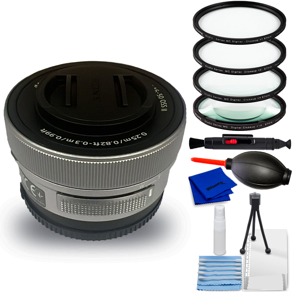 Sony E PZ 16–50 mm f/3,5–5,6 OSS II-Objektiv (Silber) (weiße Box) – Paket