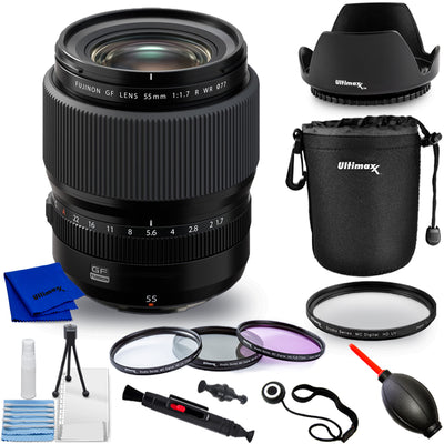 FUJIFILM GF 55mm f/1.7 R WR Lens 600023613 - 10PC Accessory Bundle