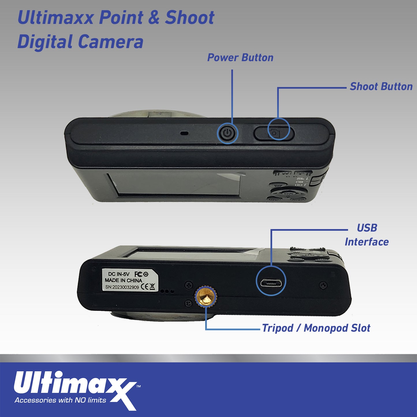 Ultimaxx 44MP Digital Compact Camera with 16x Digital Zoom w/ 32GB Card Kit - Perfect Gift for Kids