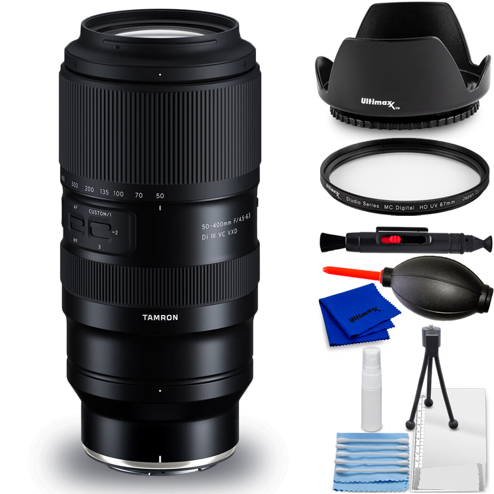 Tamron 50–400 mm f/4,5–6,3 Di III VC VXD-Objektiv (Nikon Z) AFA067Z700 – 7-teiliges Paket