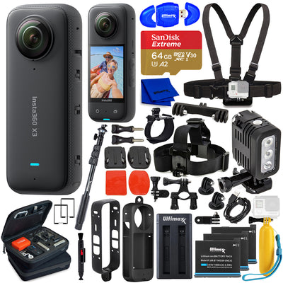 Insta360 X3 5.7K 360° wasserdichte Touchscreen-Actionkamera - 25PC 64GB Bundle