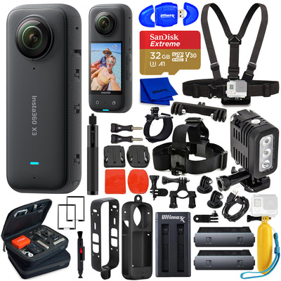 Insta360 X3 5.7K 360° Waterproof Touch Screen Action Camera - 24PC 32GB Bundle