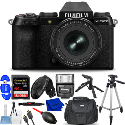 FUJIFILM X-S20 Spiegellose Kamera mit XF 16-50mm f/2.8-4.8 Objektiv (Schwarz) Paket