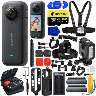 Insta360 X3 5.7K 360° wasserdichte Touchscreen-Actionkamera - 24PC 64GB Bundle