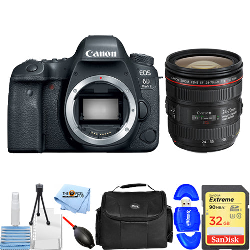 Canon EOS 6D Mark II DSLR und 24-70mm f/4L IS USM Objektiv – Essential 32GB Bundle