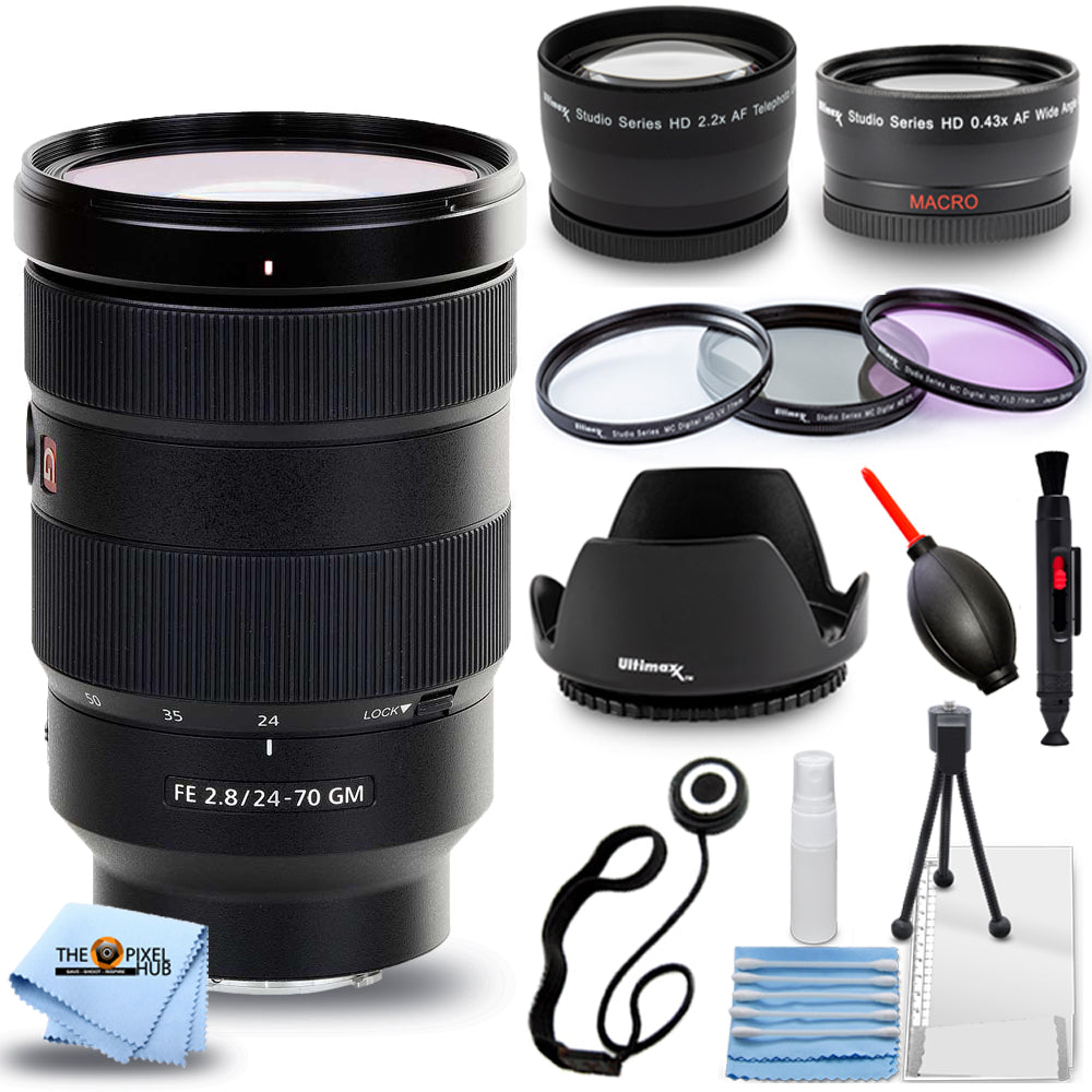 Sony FE 24–70 mm f/2,8 GM-Objektiv SEL2470GM + Filter-Kit + Objektivtasche im Paket