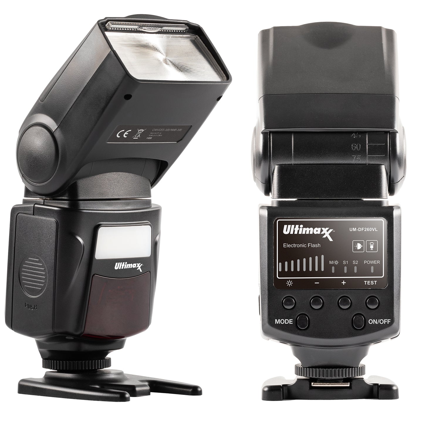 Ultimaxx Dynamic DF260VL Blitz Speedlite mit LED-Licht für Canon Nikon Fujifilm