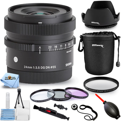 Sigma 24 mm f/3,5 DG DN Contemporary-Objektiv für Sony E + Filter-Kit-Paket