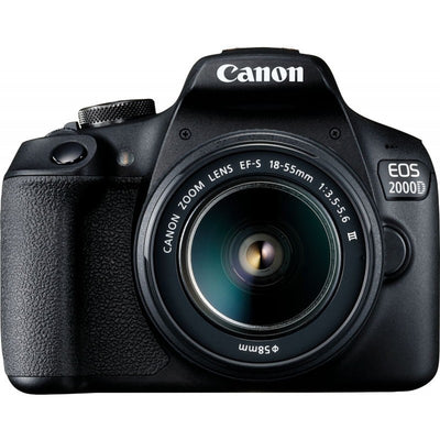 Canon EOS 2000D / Rebel T7 mit EF-S 18-55 mm III-Objektiv + 64 GB + EXT BATT-Paket