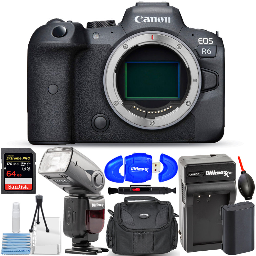 Canon EOS R6 spiegellose Digitalkamera (nur Gehäuse) – 10-teiliges Zubehörpaket