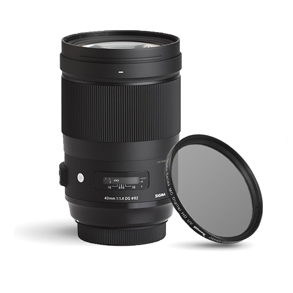 Sigma 40mm f/1.4 DG HSM Art Objektiv für Nikon F 332955 + UV-Ultraviolettfilter