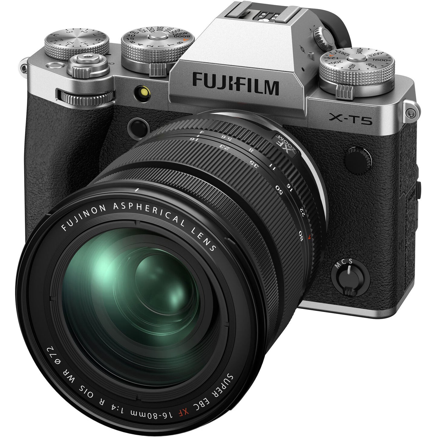 FUJIFILM X-T5 spiegellose Kamera mit 16-80-mm-Objektiv, Silber – 14-teiliges Zubehörpaket