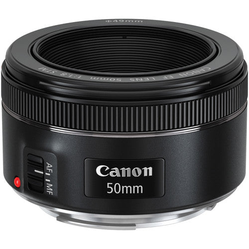 Canon EF 50mm f/1.8 STM Objektiv + 6-teiliges Filterset + Makro-/Nahaufnahme-Objektive im Paket