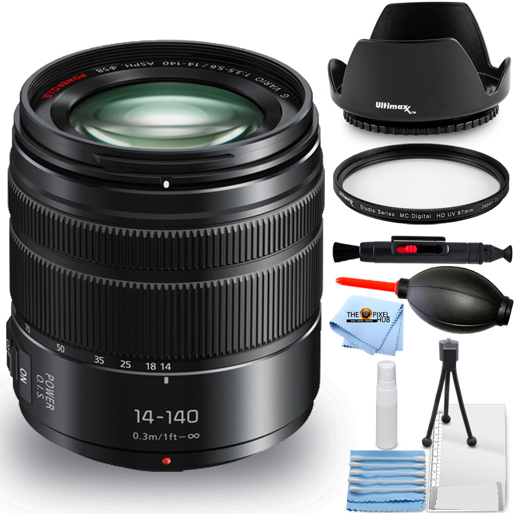 Panasonic Lumix G Vario 14–140 mm II ASPH. POWER OIS-Objektiv – 7-teiliges Paket