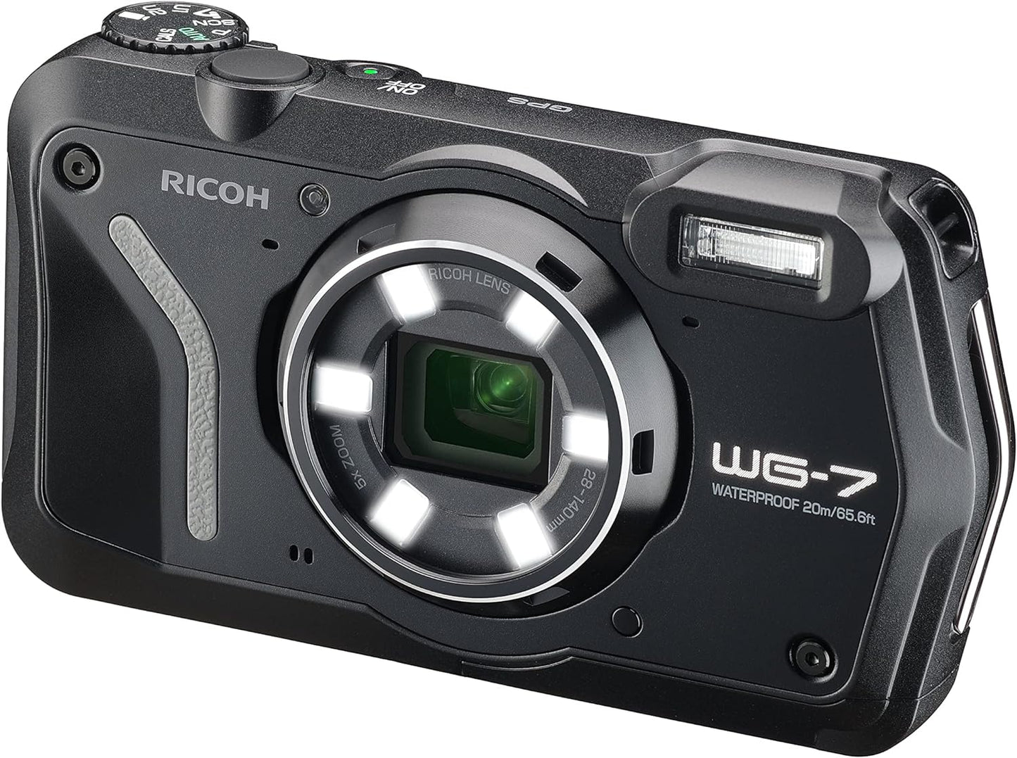 RICOH WG-7 Digitalkamera, robuste, wasser- und staubdichte 4K-Webcam (schwarz)