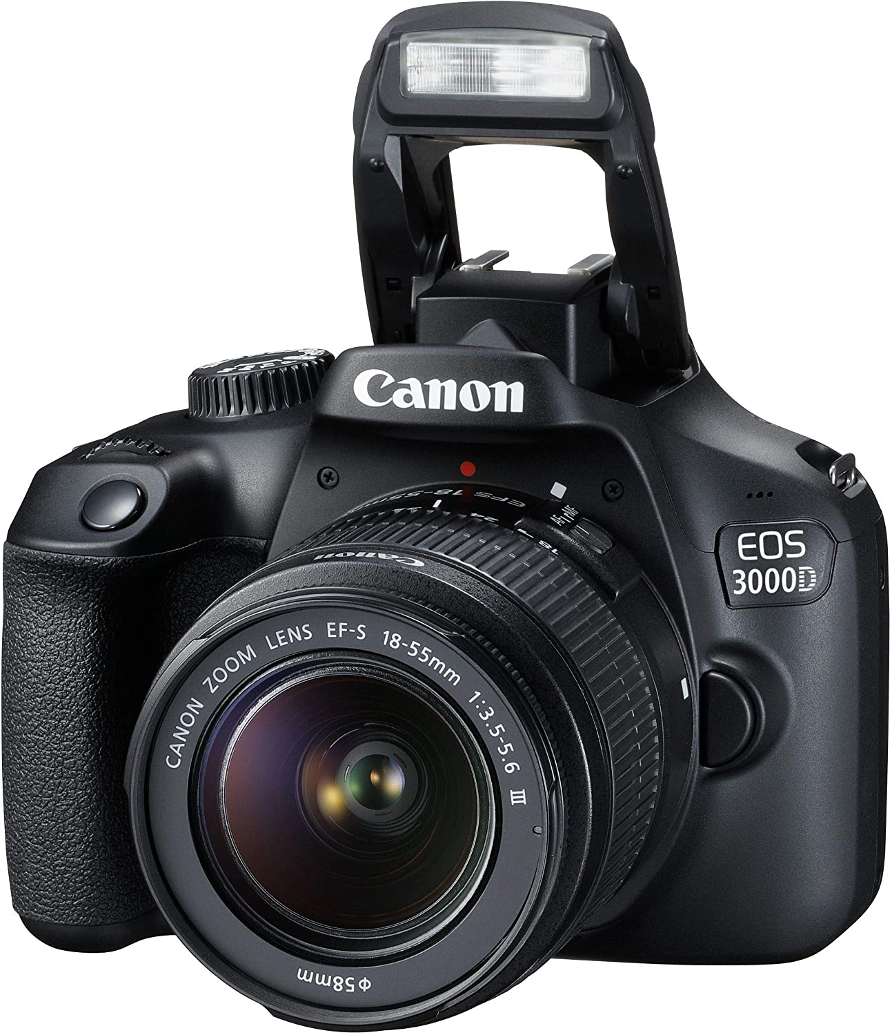 Canon EOS 3000D / T100 DSLR mit 18-55 mm III-Objektiv + 64 GB + Blitz + Stativpaket