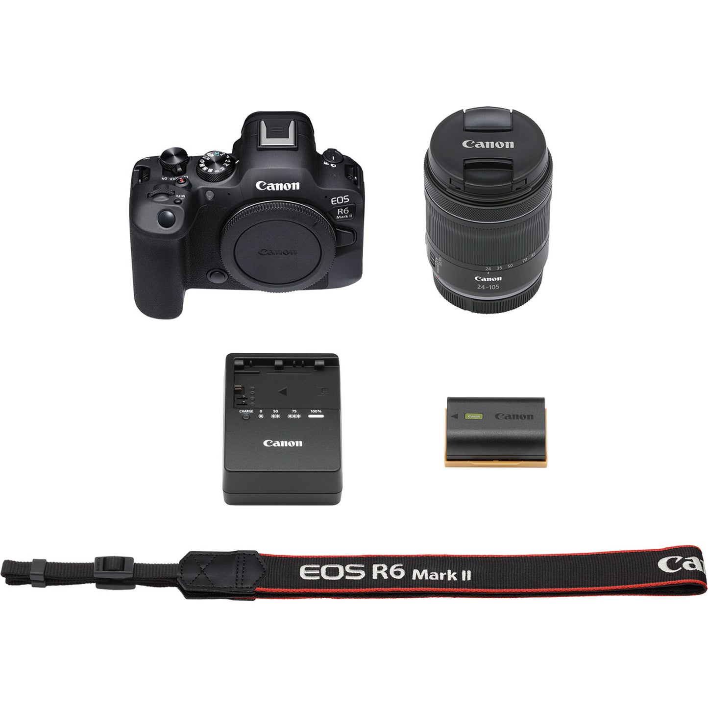 Canon EOS R6 Mark II spiegellose Kamera und 24–105 mm f/4–7,1 Objektiv – Zubehör-Kit