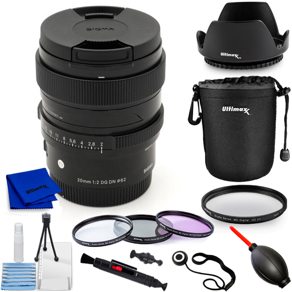 Sigma 20mm f/2 DG DN Contemporary Lens for Sony E 490965 - 10PC Accessory Bundle