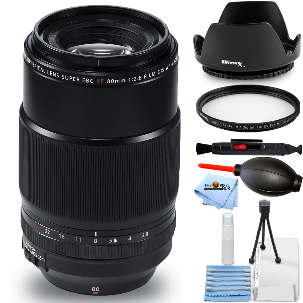 Fujifilm XF 80mm f/2.8 R LM OIS WR Macro Lens 16559168 - 7PC Accessory Bundle