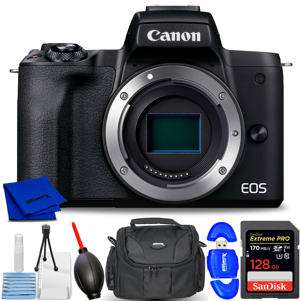 Canon EOS M50 Mark II spiegellose Kamera (Schwarz) 4728C001 – 7-teiliges Zubehörpaket