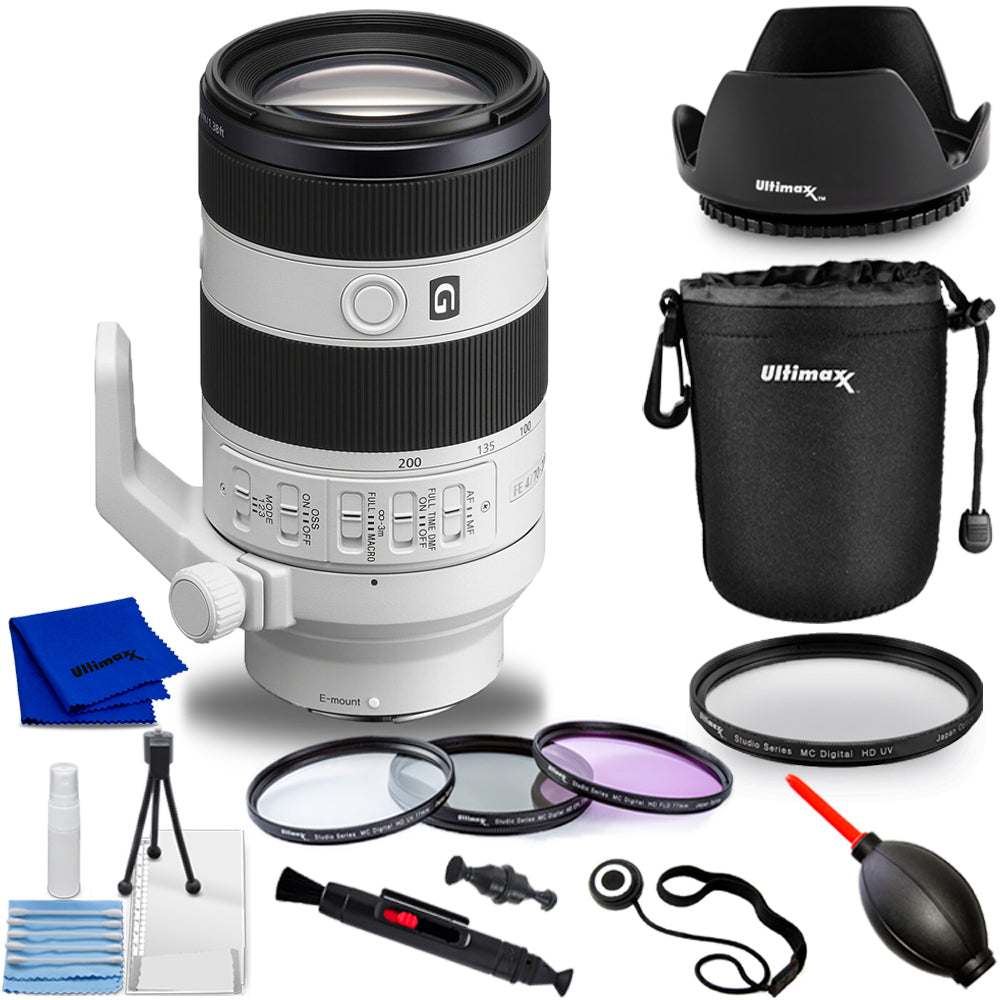 Sony FE 70–200 mm f/4 Makro G OSS II-Objektiv (Sony E) – 10-teiliges Zubehörpaket