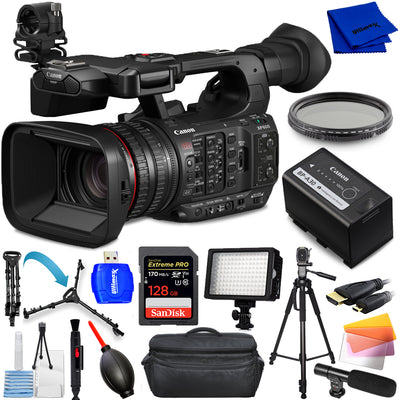 Canon XF605 UHD 4K HDR Pro Camcorder 5076C002 - 14PC Accessory Bundle