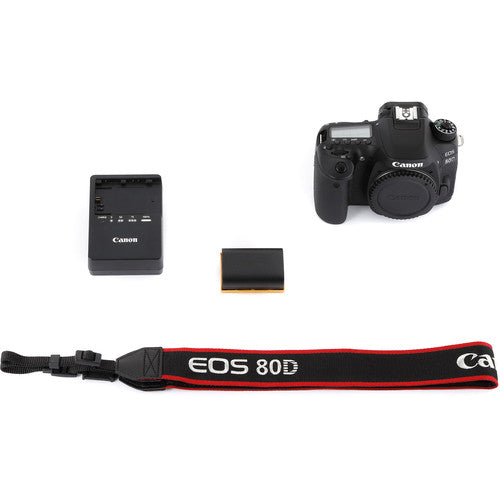 Canon EOS 80D 24.2MP DSLR Camera (Body Only) 1263C004 + 32GB + Flash Bundle