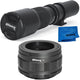 Super 500mm f/8 Manual Telephoto Lens for Sony a5100 a6000 a6400 a6600 a7 III Ultimaxx
