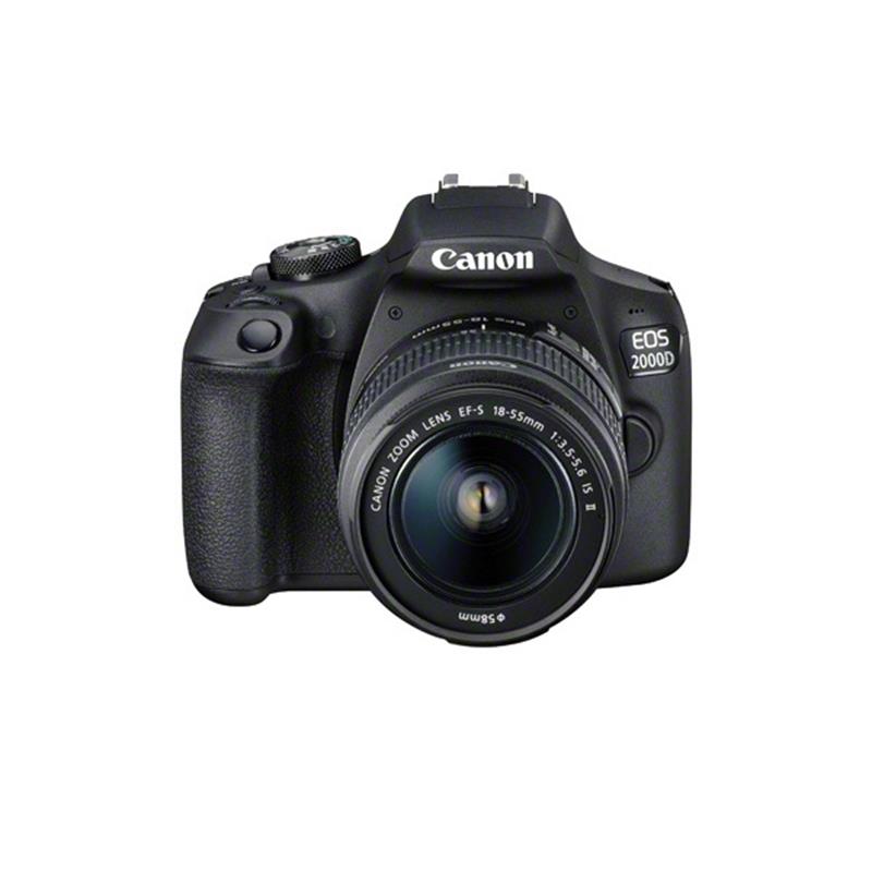 Canon EOS 2000D / Rebel T7 mit 18-55 mm IS II Objektiv + 32 GB + Blitz + UV-Paket