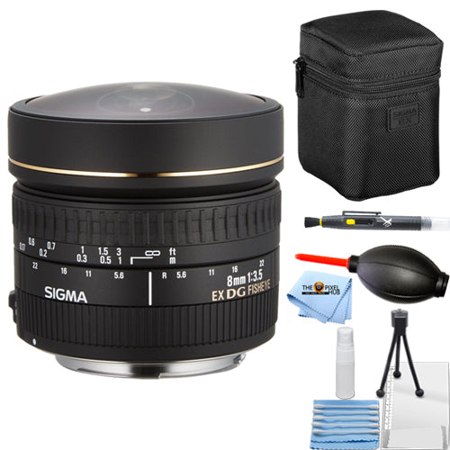 Sigma 8mm f/3.5 EX DG Zirkulares Fischaugenobjektiv (Nikon SLR-Kameras) Starterpaket