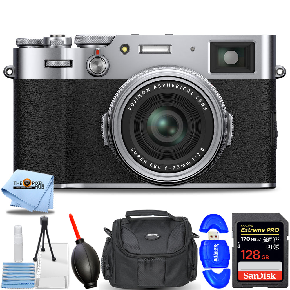 FUJIFILM X100V Digitalkamera (Silber) 16642939 - 7-teiliges Zubehörpaket