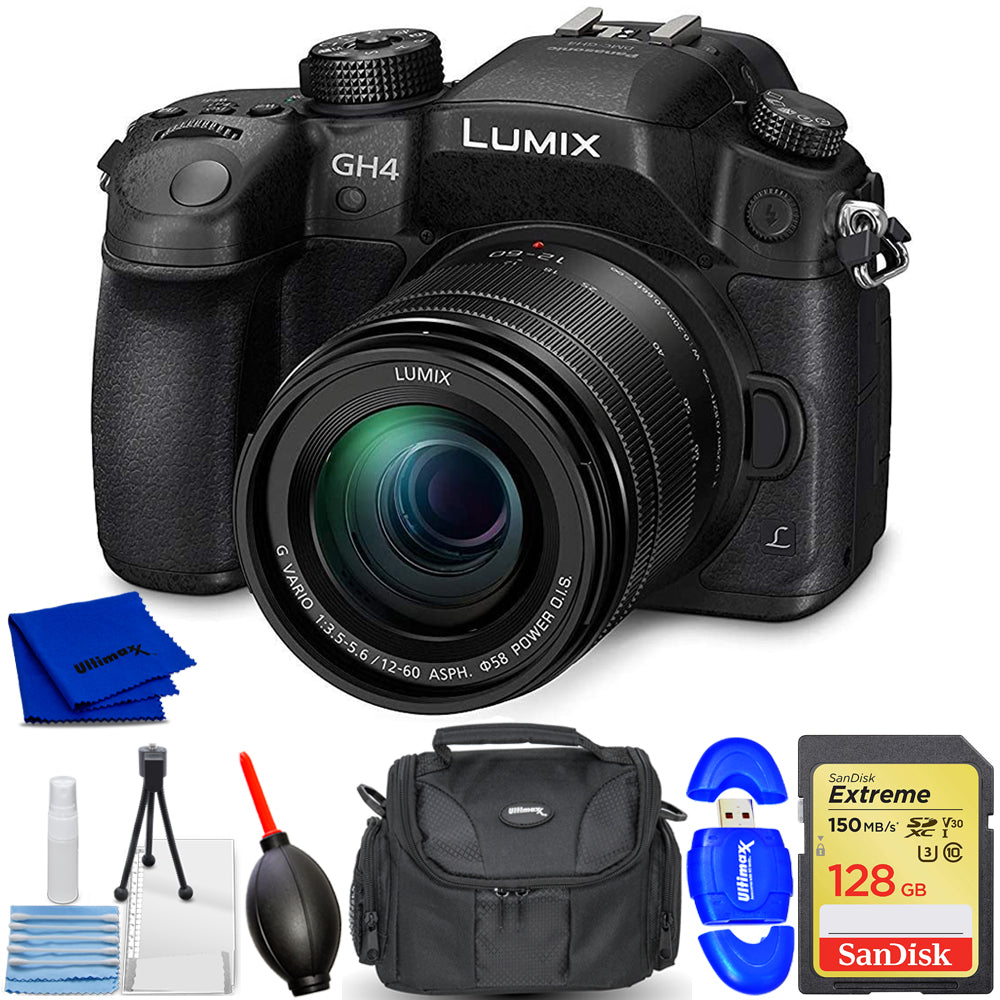 Panasonic Lumix DMC-GH4 mit 12–60 mm f/3,5–5,6 ASPH-Objektiv – 7-teiliges Zubehörpaket