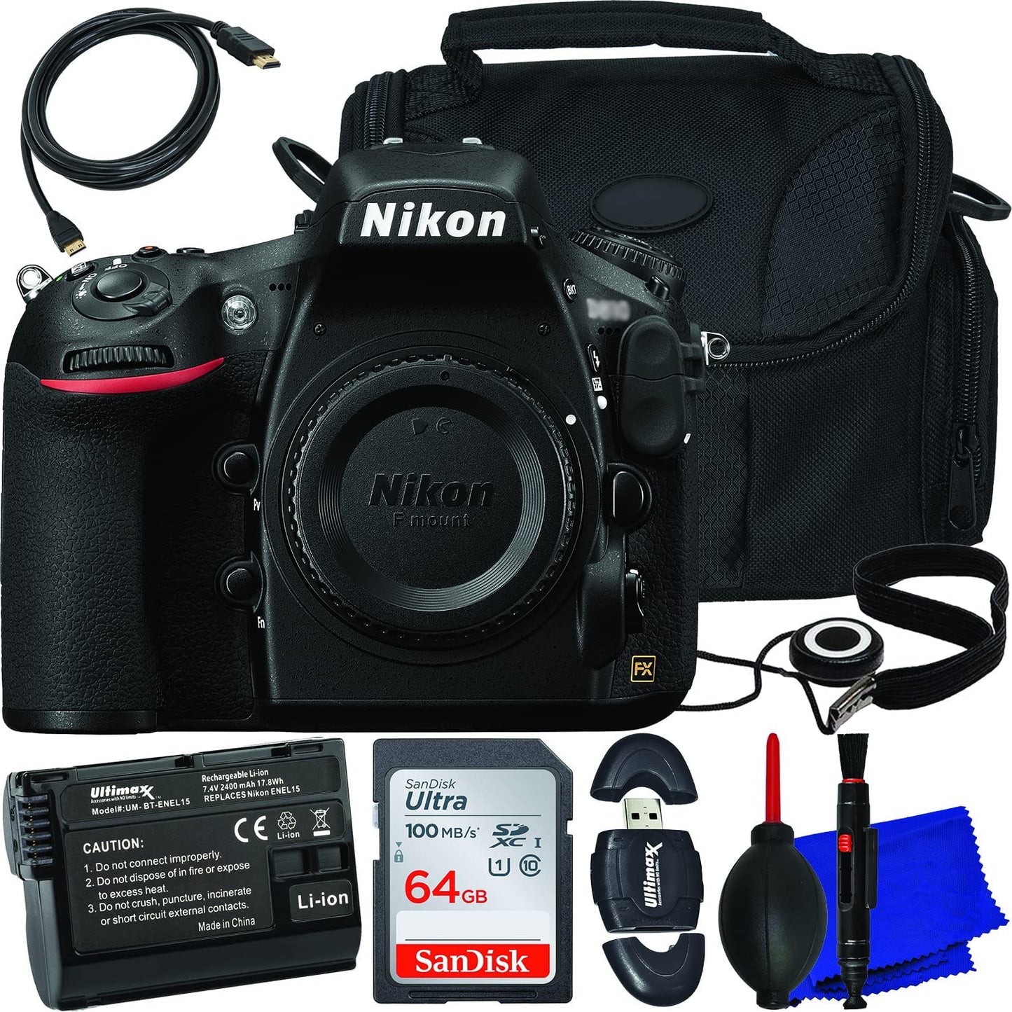 Nikon D810 DSLR Camera (Body Only) 1542 - 10PC 64GB Accessory Bundle