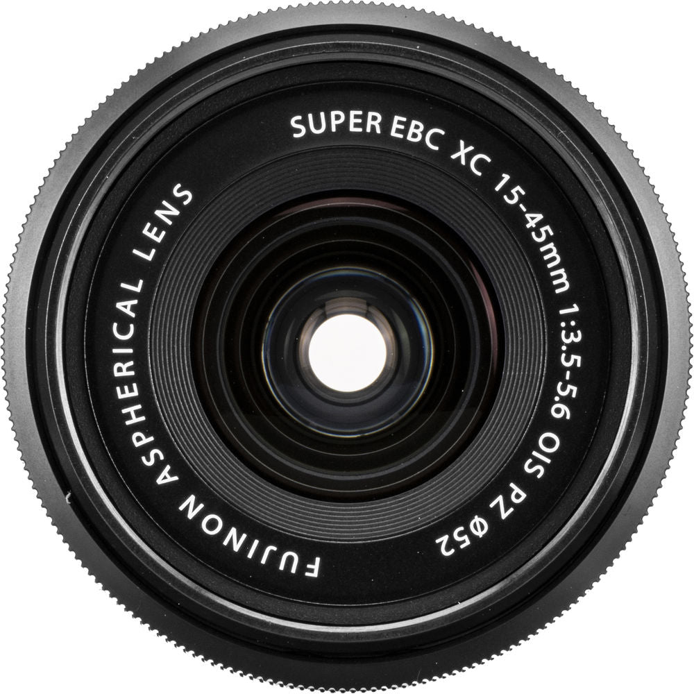 Fujifilm XC 15–45 mm f/3,5–5,6 OIS PZ-Objektiv (schwarz) – UV-Filterpaket, weiße Box