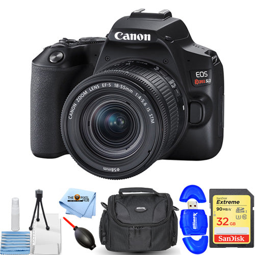 Canon EOS Rebel SL3 Kamera mit 18-55 mm IS STM Objektiv (Schwarz) - 7-teiliges Zubehörset