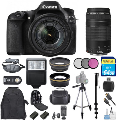 Canon EOS 80D DSLR mit 18-135 mm + 75-300 mm III Objektiv 4 OBJEKTIVE Top Value Bundle