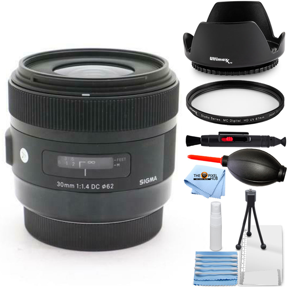 Sigma 30mm f/1.4 DC HSM Art Lens for Sony A 301205 - Essential UV Filter Bundle