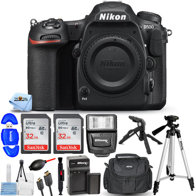 Nikon D500 DSLR-Kamera (nur Gehäuse) + Zusatzakku + 64 GB + Blitz-Paket