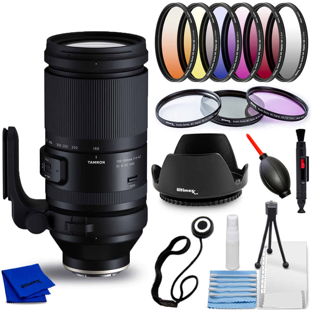 Tamron 150-500mm f/5-6.7 Di III VXD Lens for Sony E - 9PC Accessory Bundle