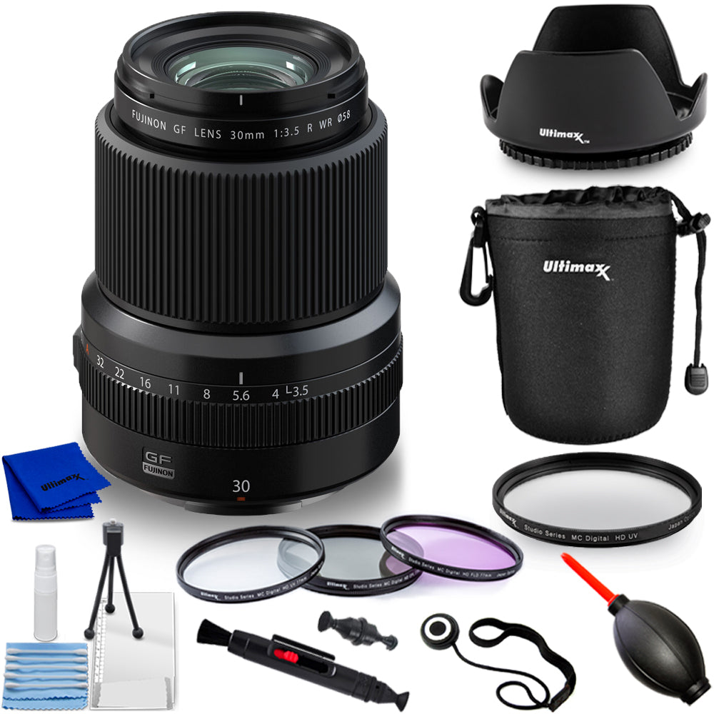 FUJIFILM GF 30mm f/3.5 R WR Lens 600021771 - 10PC Accessory Bundle