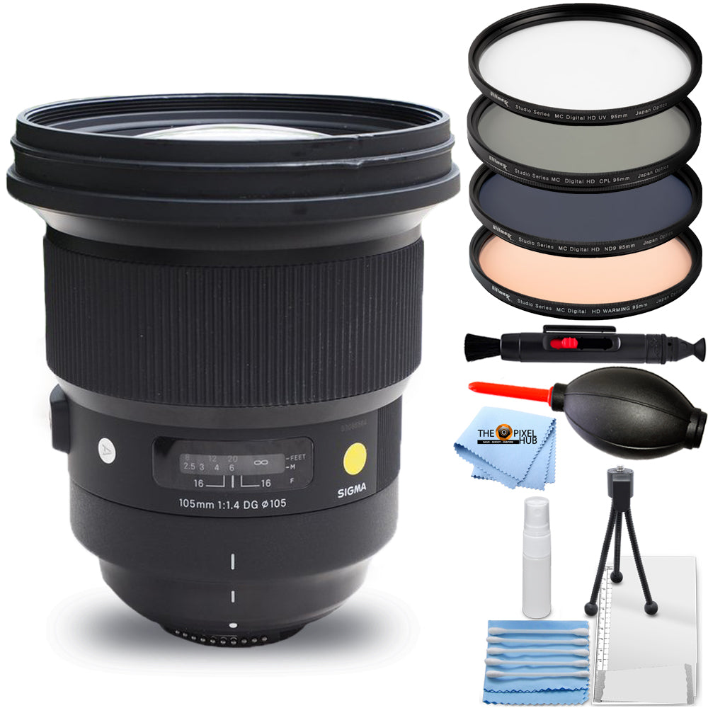 Sigma 105mm f/1.4 DG HSM Art Objektiv für Sony E 259965 - Filter Kit Bundle