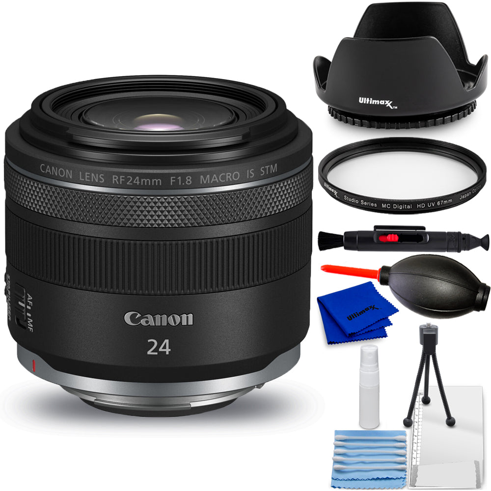 Canon RF 24mm f/1.8 Macro IS STM Lens 5668C002 - 7PC Accessory Bundle