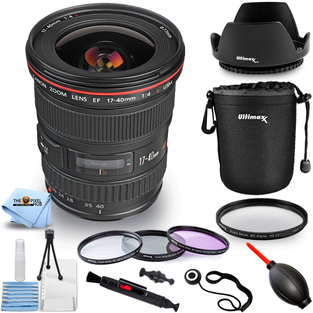 Canon EF 17-40mm f/4L USM Lens 8806A002 - 10PC Accessory Bundle