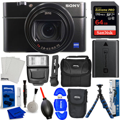 Sony Cyber-shot DSC-RX100 VII Digitalkamera-Paket mit 32 GB + Stativ + Taschen