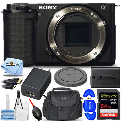 Sony ZV-E10 spiegellose Kamera (nur Gehäuse, schwarz) ILCZV-E10/B Bundle – Kit Box