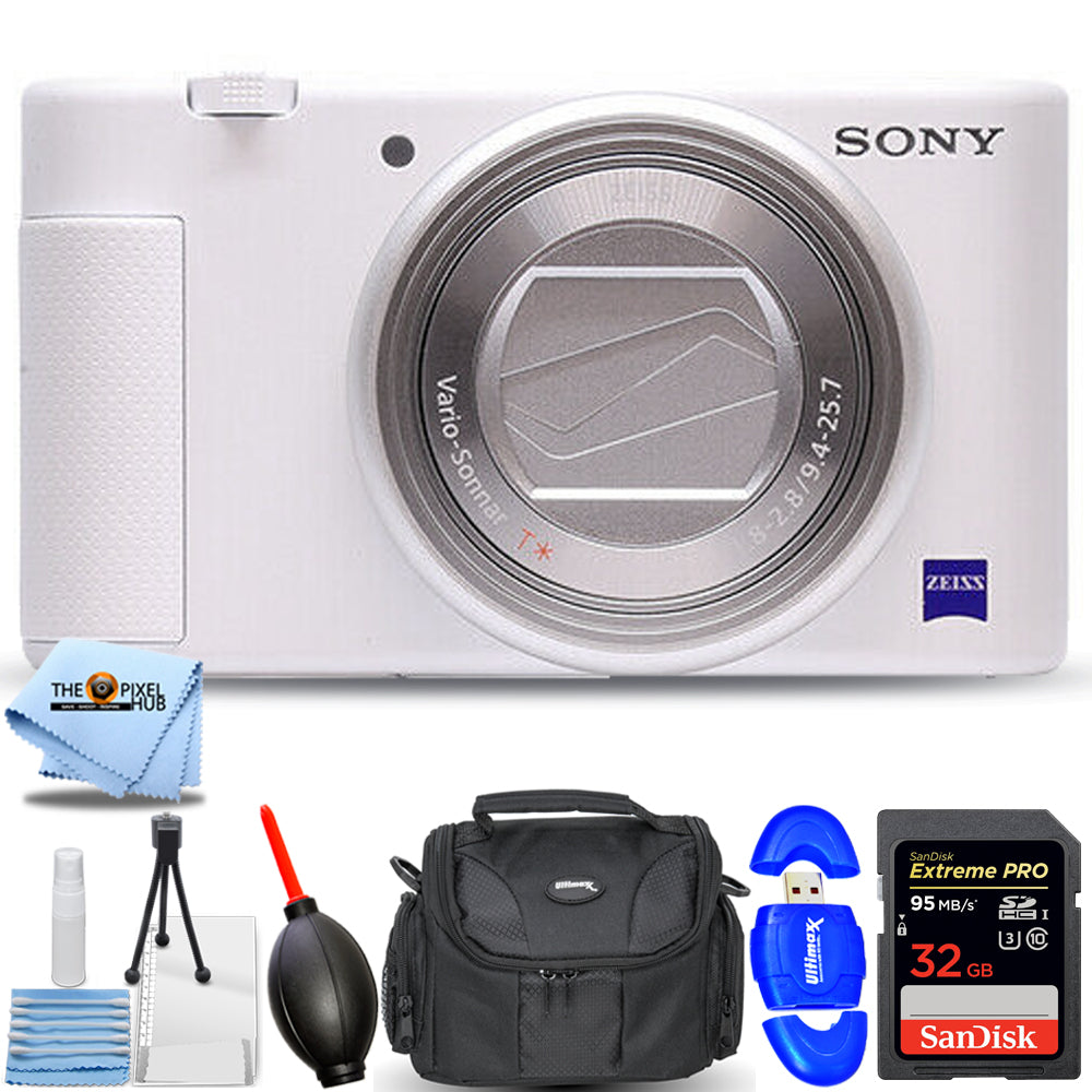 Sony ZV-1 20.1MP Digital Camera (White) - Essential 32GB Bundle