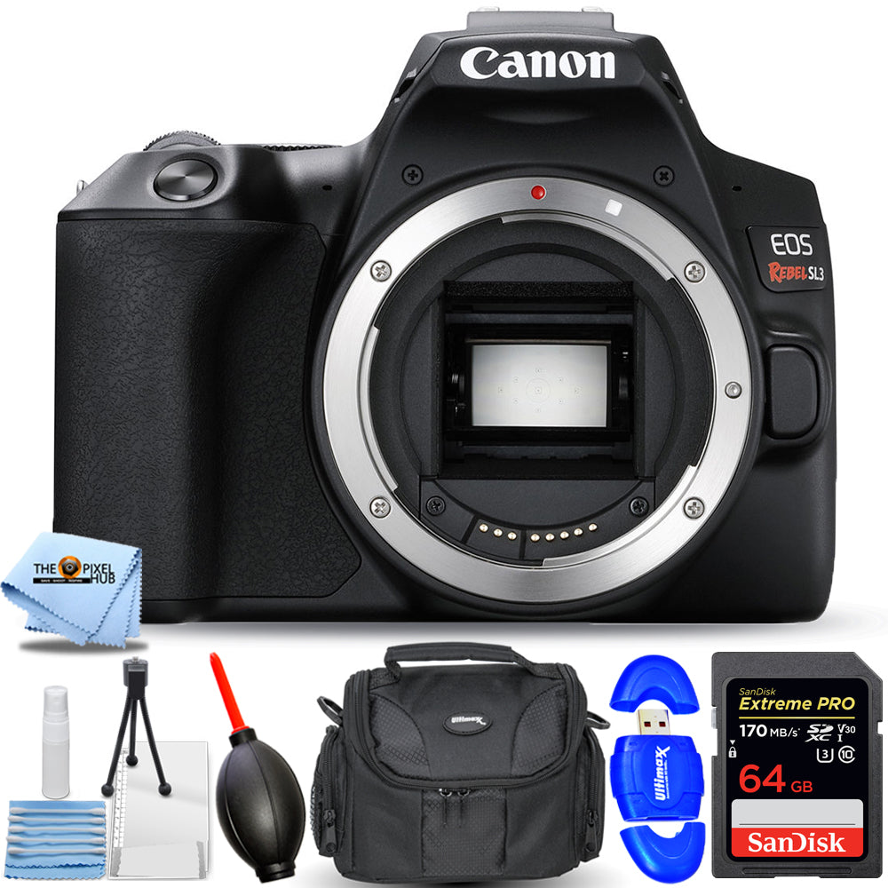 Canon EOS Rebel SL3 DSLR-Kamera (schwarz, nur Gehäuse) 3453C001 – 7-teiliges Zubehörset