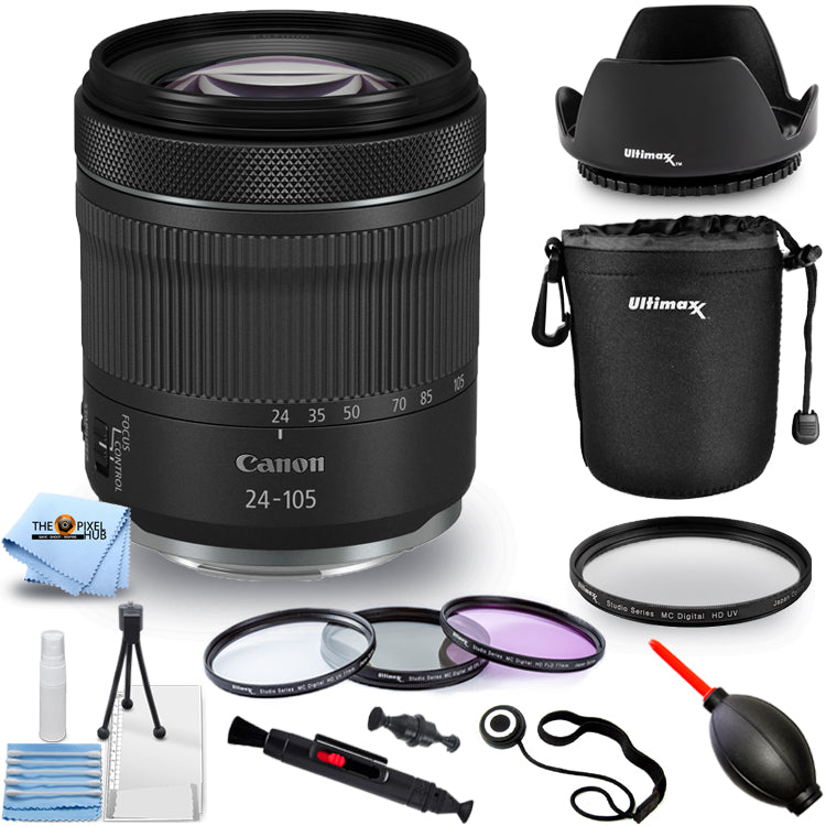 Canon RF 24–105 mm f/4–7,1 IS STM Objektiv + Filter-Kit + Tasche im Paket – weiße Box